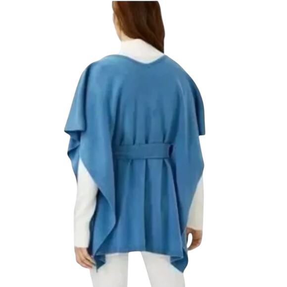 Ann Taylor Blue Belted V-Neck Knit Poncho Sweater - SIZE XS/S - Picture 5 of 7